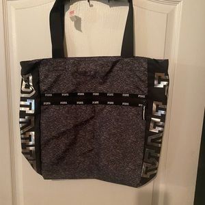 Victoria’s Secret’s pink black and Marl gray tote bag